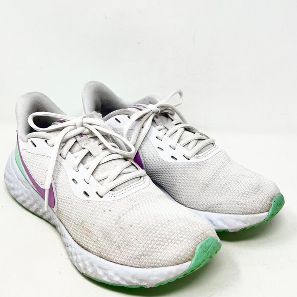 Nike Revolution 5 Womens Running Shoe White Pink Green BQ3207-111 Size 8 - Picture 1 of 16